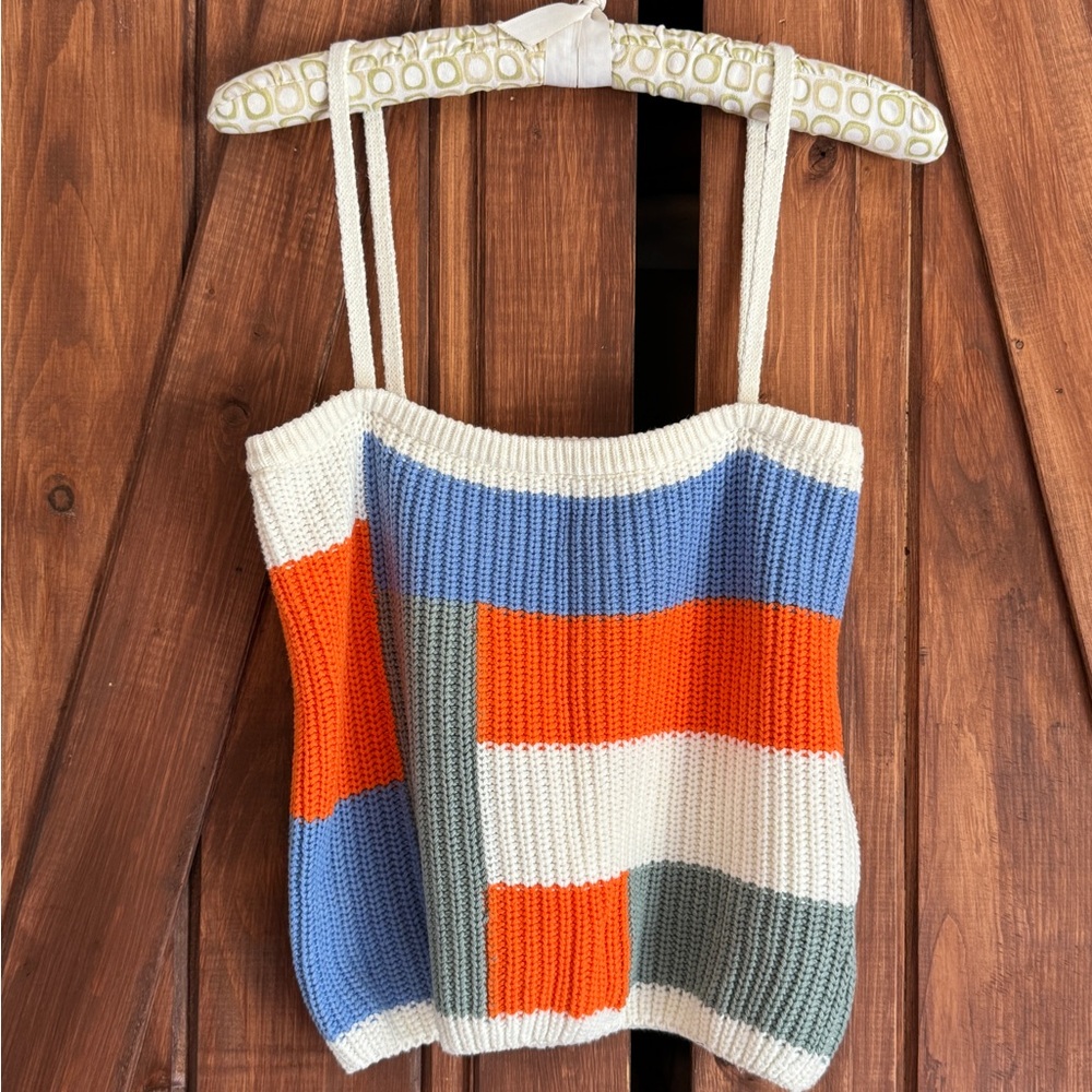 FRNCH Nolino Colorblock Sleeveless Crochet Tank top